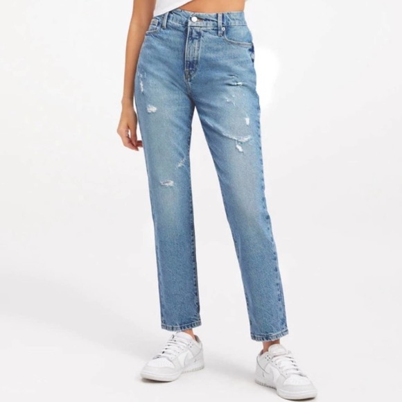 Good American Denim - Good American Good Classic High Rise Jeans NWT Size 2 INDIGO046 Distressed